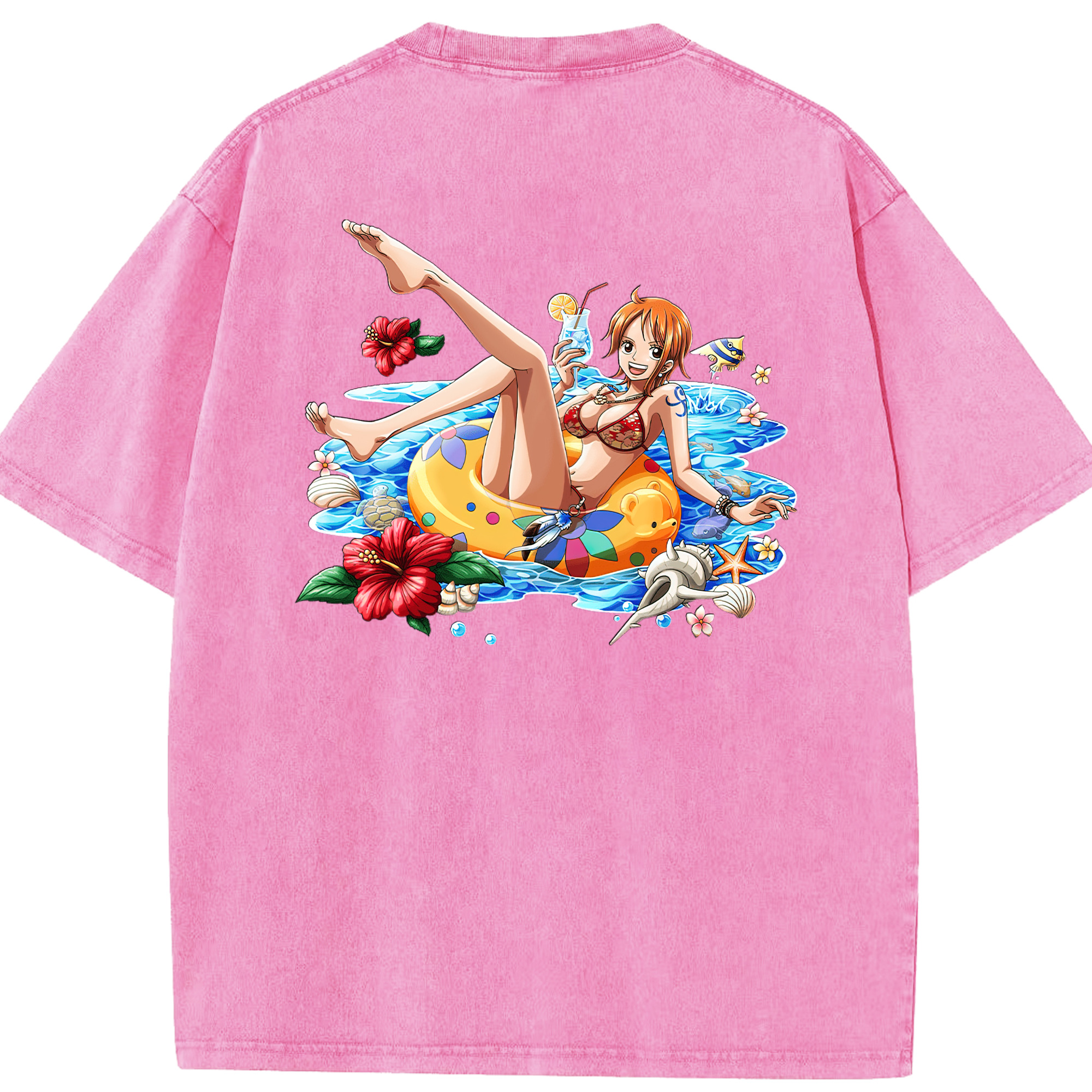 ワンピース ナミ ONE PIECE Nami 綿100% ヴィンテージ風 半袖Tシャツ（背面プリント）